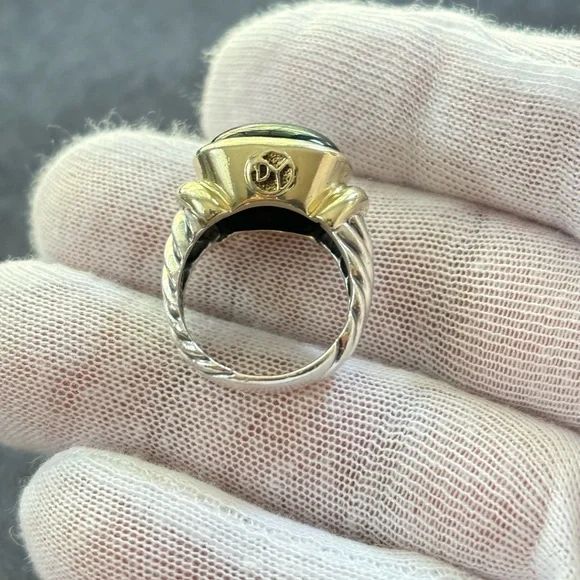 David Yurman 925 & 14k Gold Noblesse Ring with Black Onyx 5.5 - Picture 2 of 10